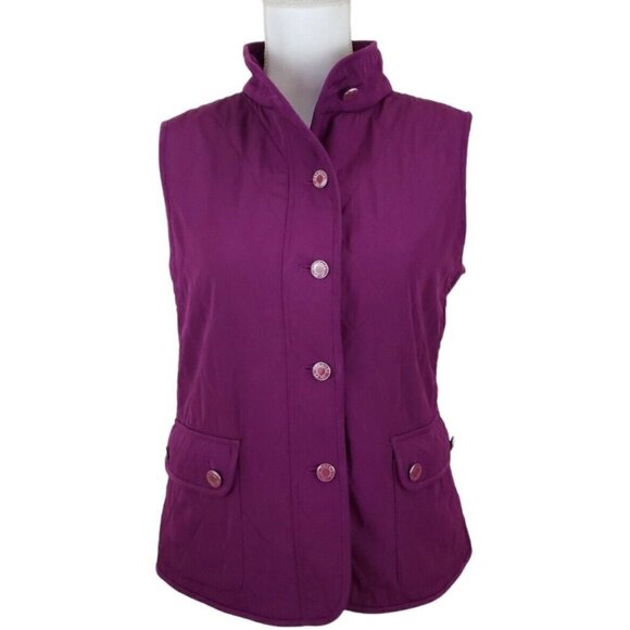 Talbots ~Woman Size S~ Purple Button Up Vest Pockets. - Picture 4 of 12